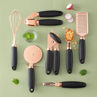 Stainless Steel Gadget Kitchenware Suit 7-piece Set Of Rose Gold Melon Shaved Ice Cream Spoon Bottle Opener Can Opener Egg Beater